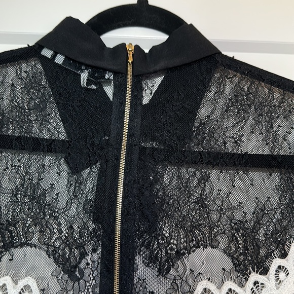 SANDRO SZ34 LACE DRESS ｜Tie Neck Lace Sheath Dress - Picture 5 of 8